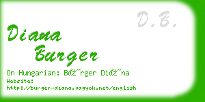 diana burger business card